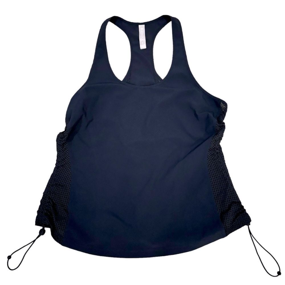 Athleta Small Tank Top White Drawstring Cinch Sides Racerback Athletic Yoga